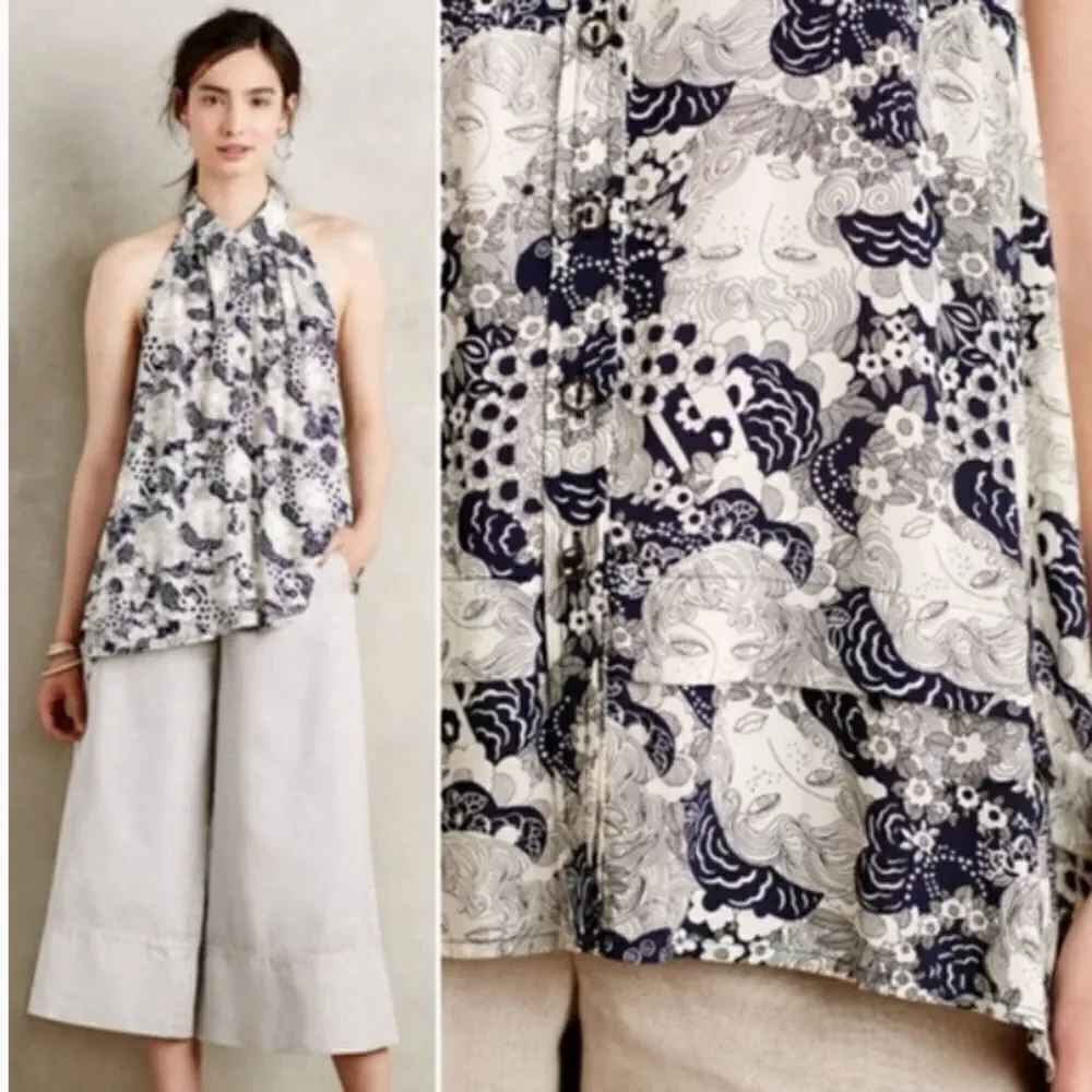 𝅺anthropologie Sz 2  Maeve Face Print Tesni Tank - Picture 2 of 8